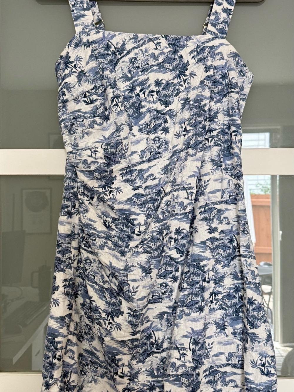 Abercrombie & Fitch Linen-Blend Ruched Squareneck Mini Dress